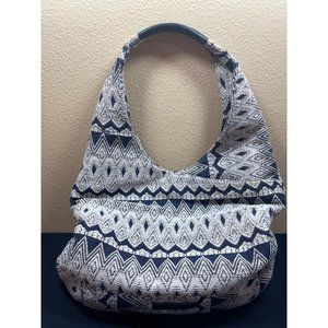 Lucky Brand Hobo Handbag Tote Black And White Fabric
